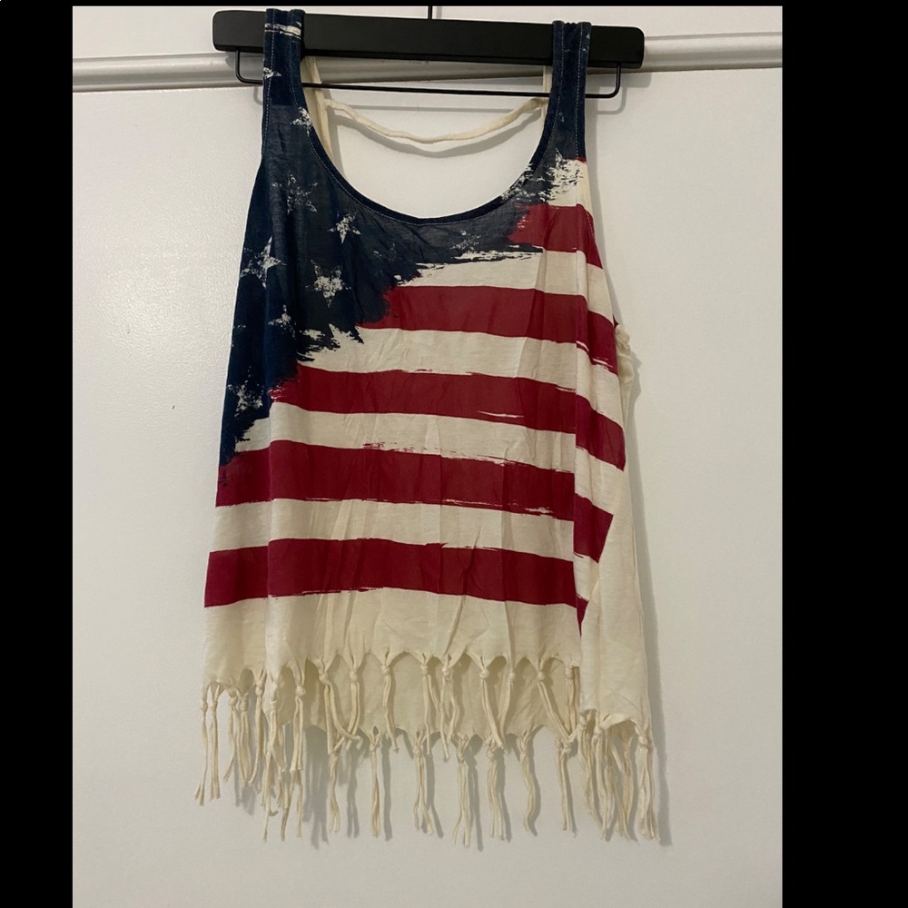 American flag fringed top